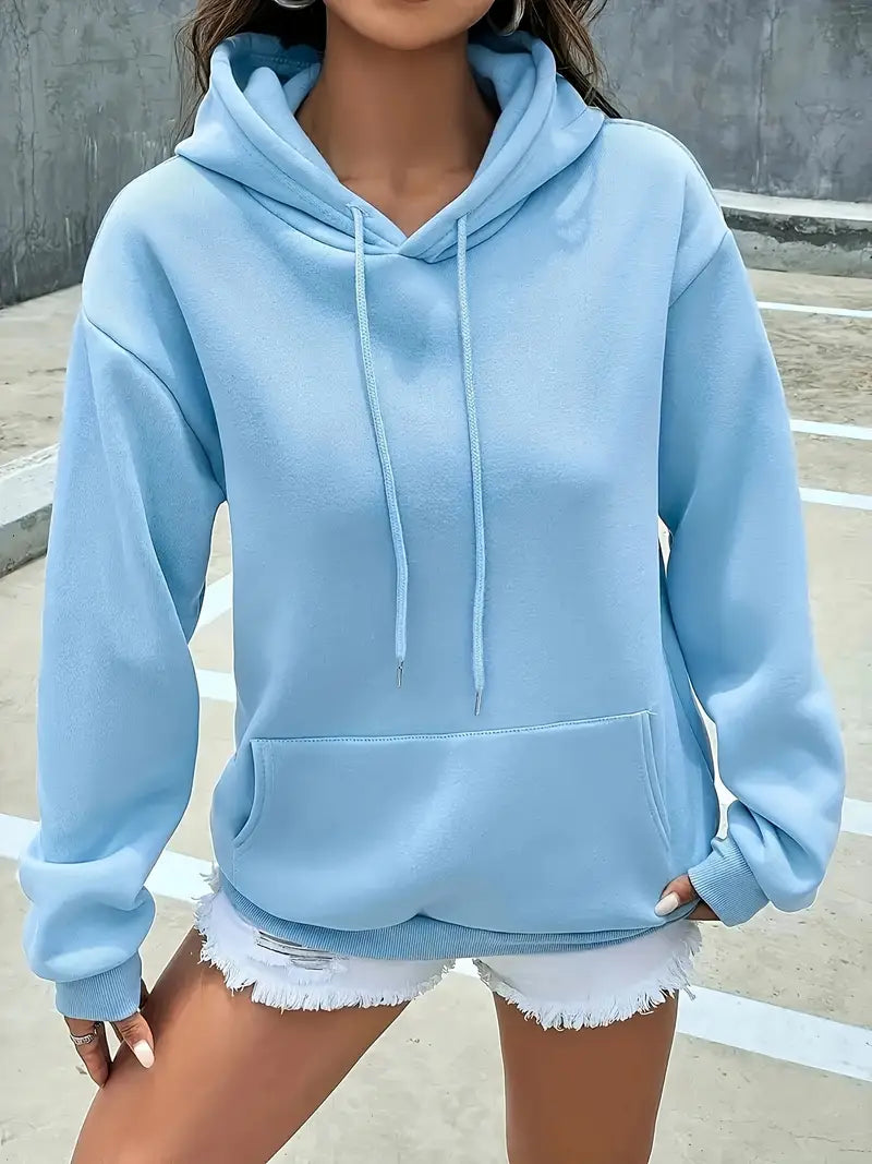 Women'S Cozy Fleece Hoodie Pullover with Drawstring, Long Sleeves, and Pockets,