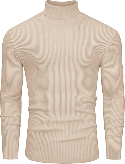 Classic Ribbed Knit Highneck Winter Shirt - Beige
