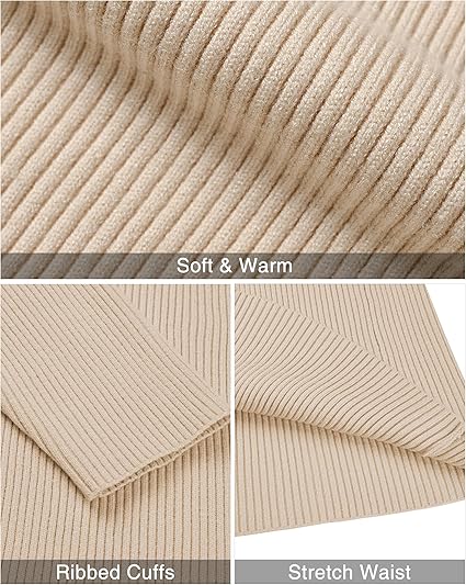 Classic Ribbed Knit Highneck Winter Shirt - Beige