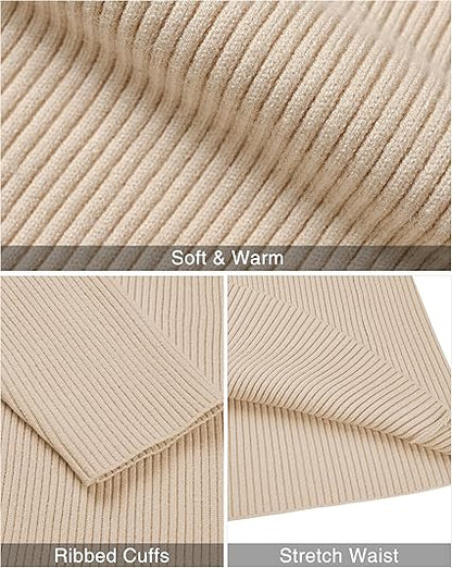 Classic Ribbed Knit Highneck Winter Shirt - Beige