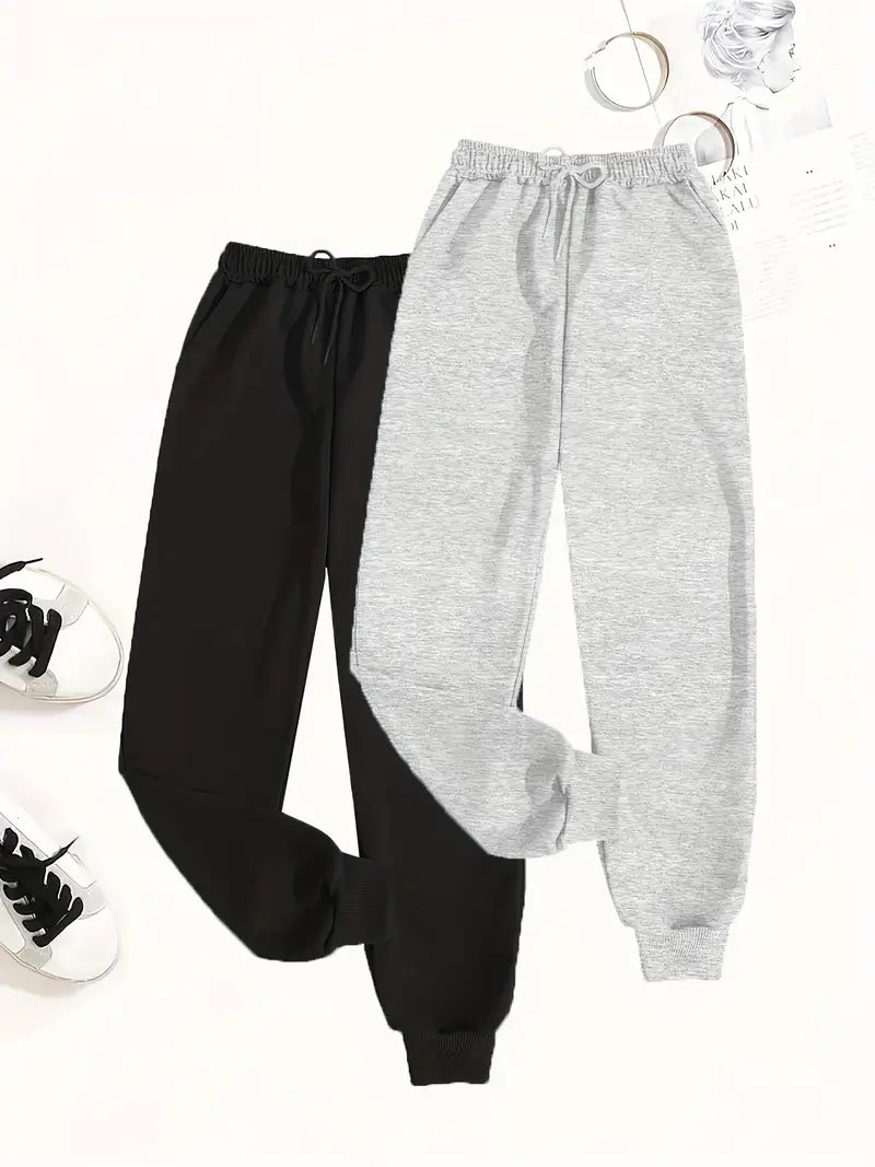 Bundle of 2 Basic Jogger Sweat Trousers – Grey & Black Essentials