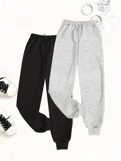 Bundle of 2 Basic Jogger Sweat Trousers – Grey & Black Essentials