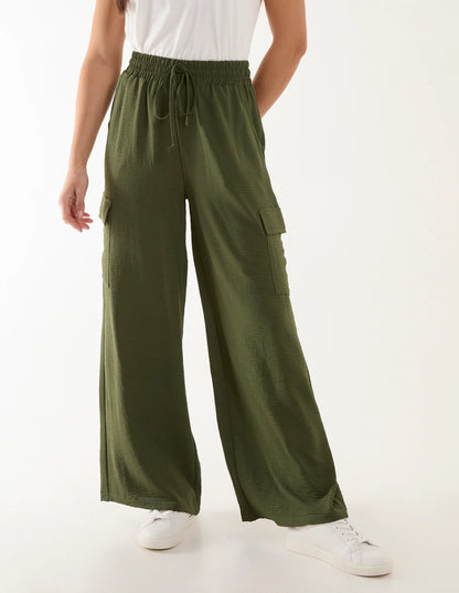 Wide Leg Cargo Trousers – Black, White, Red, Pink, Grey, Lime Green, Lilac, Beige.
