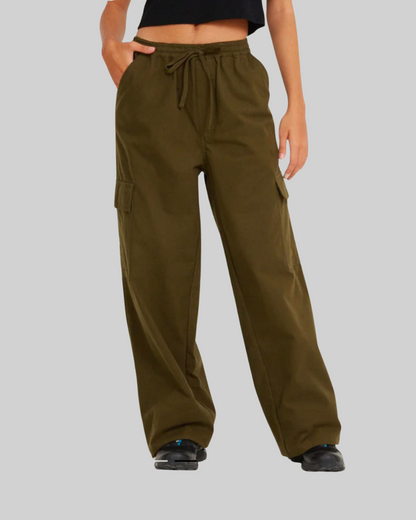 Flap Pockets Wide Leg Cargo Trousers