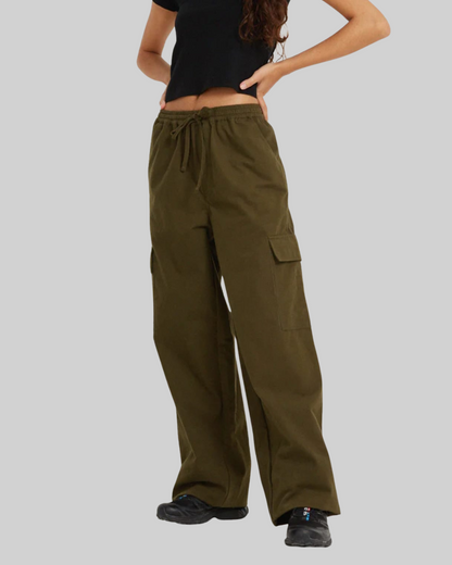Flap Pockets Wide Leg Cargo Trousers
