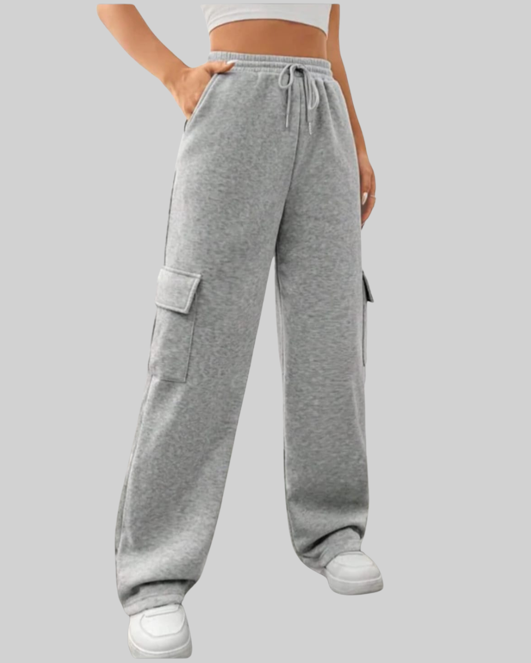 Flap Pockets Wide Leg Cargo Trousers