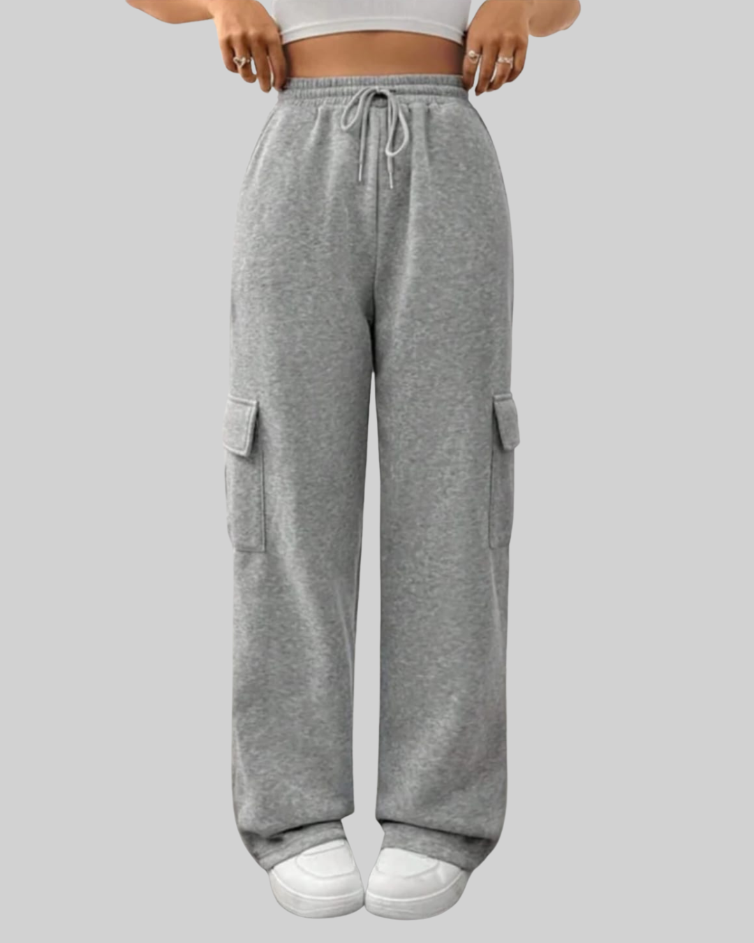 Flap Pockets Wide Leg Cargo Trousers