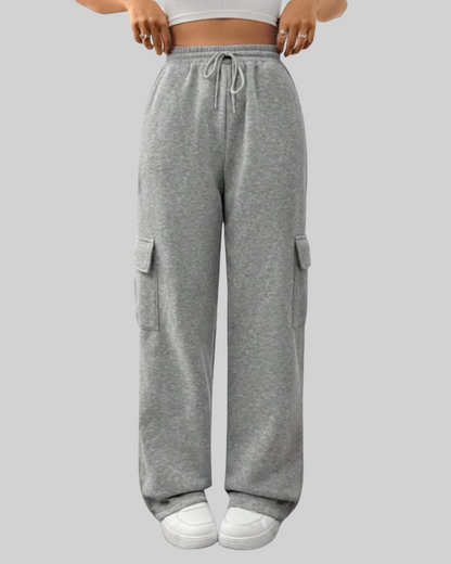 Flap Pockets Wide Leg Cargo Trousers