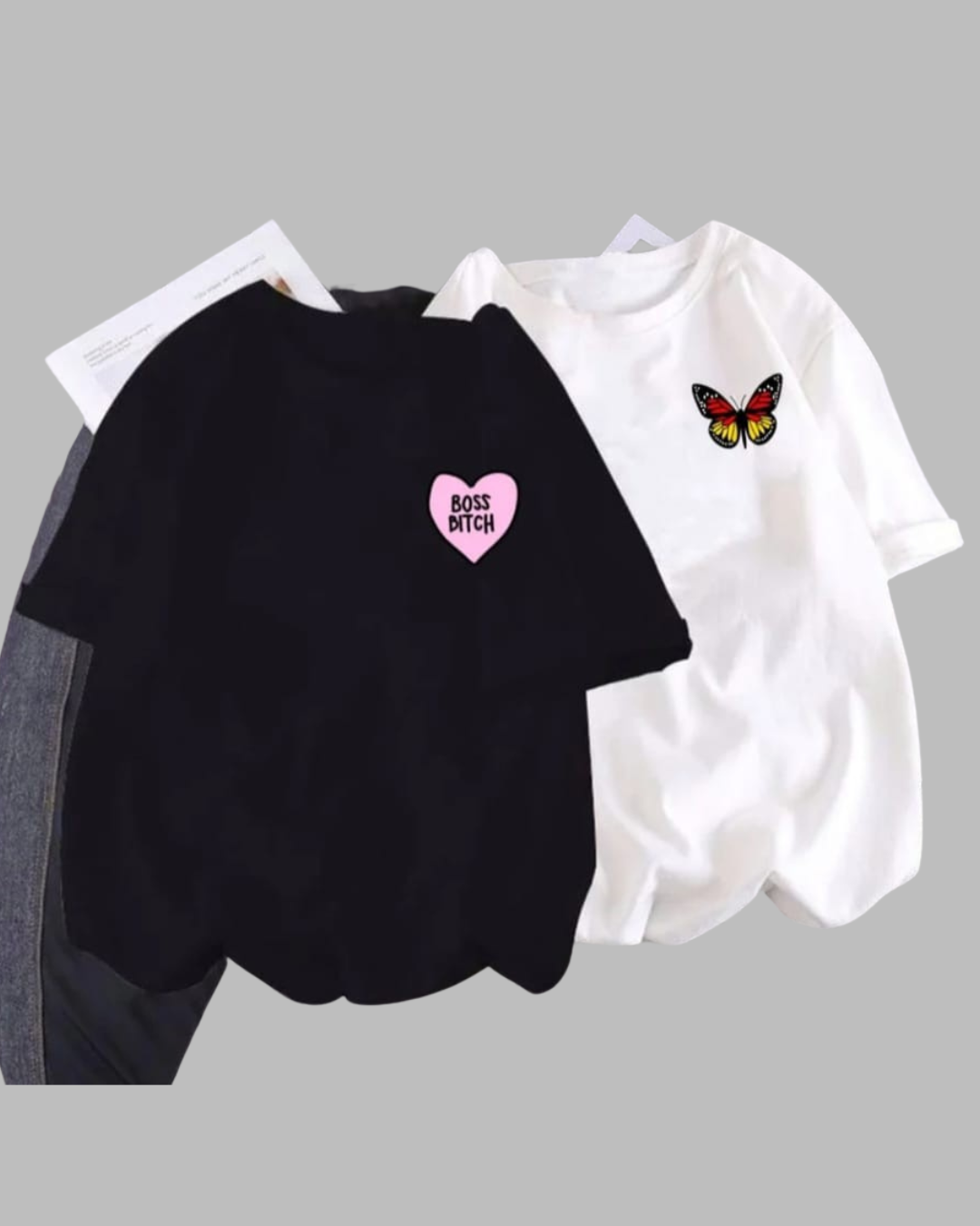 Pack of 2 Drop Shoulder Oversized T-shirt