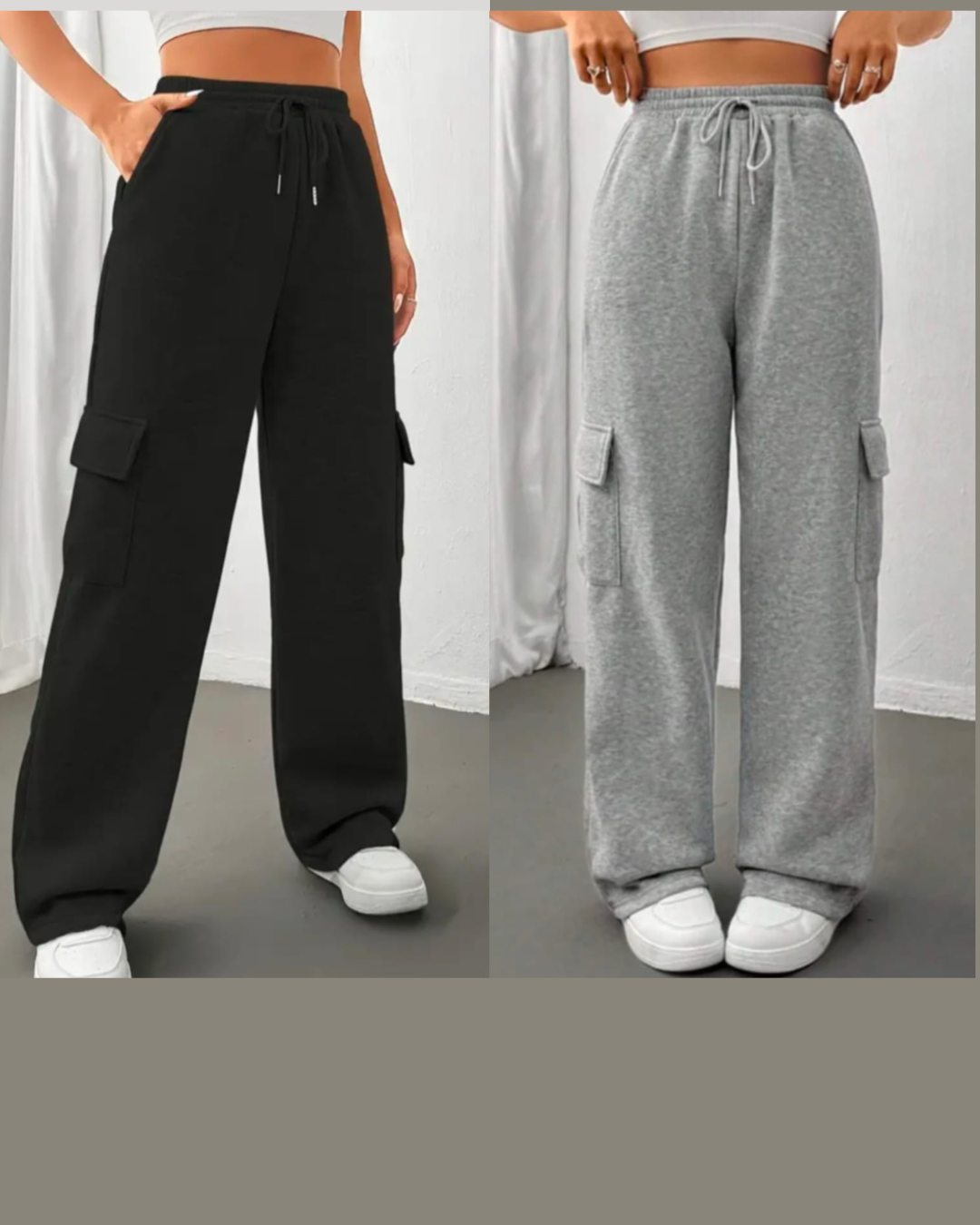 Pack of 2 Wide Leg Cargo Trousers