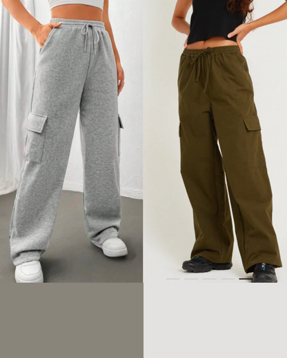Pack of 2 Wide Leg Cargo Trousers