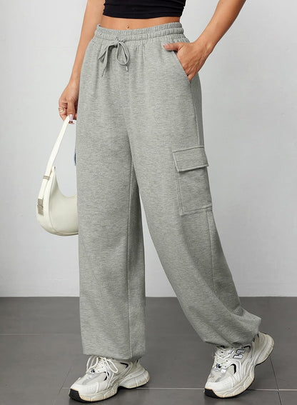 Wide Leg Cargo Trousers – Black, White, Red, Pink, Grey, Lime Green, Lilac, Beige.