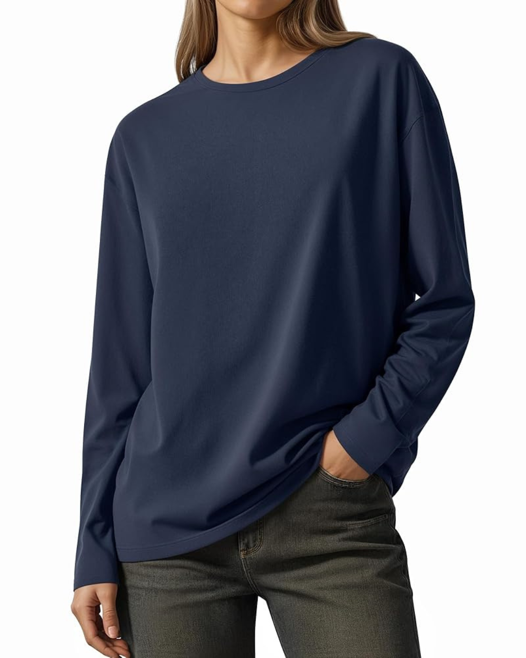Women's Regular-Fit Long-Sleeve Round Neck T-Shirts