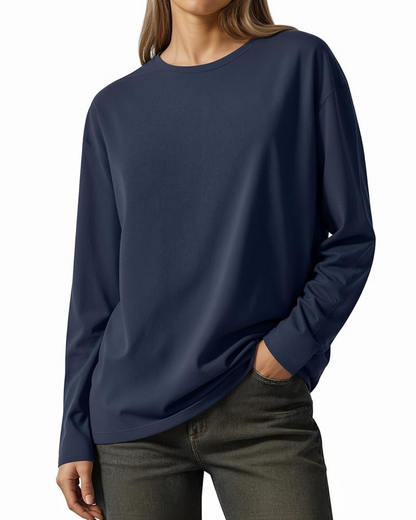 Women's Regular-Fit Long-Sleeve Round Neck T-Shirts