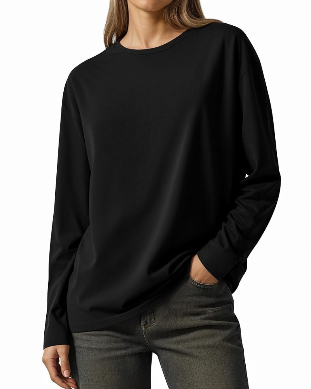 Women's Regular-Fit Long-Sleeve Round Neck T-Shirts