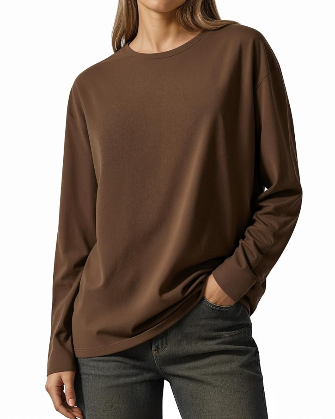 Women's Regular-Fit Long-Sleeve Round Neck T-Shirts