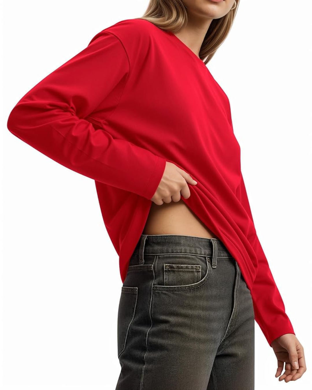 Women's Regular-Fit Long-Sleeve Round Neck T-Shirts