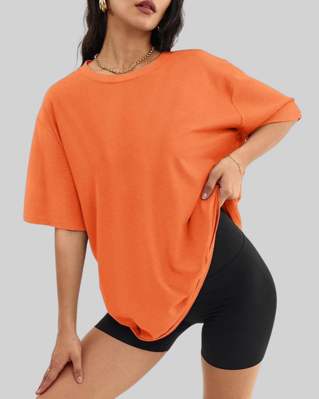 Trendy Round Neck Oversized Drop Shoulder T-Shirts