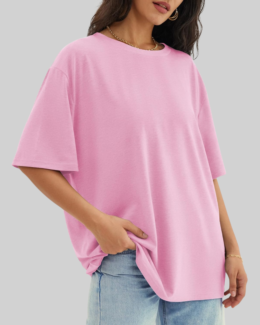 Trendy Round Neck Oversized Drop Shoulder T-Shirts