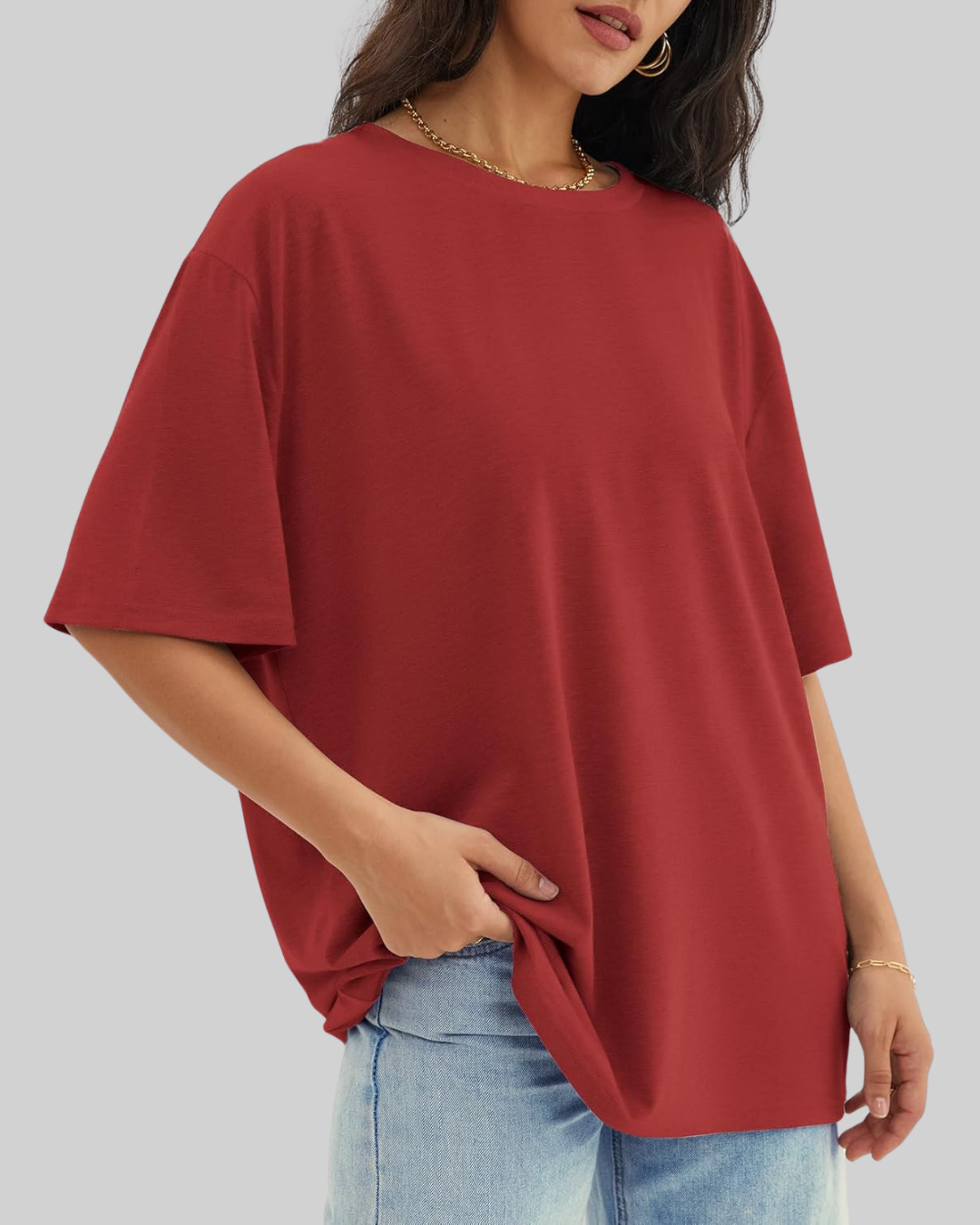 Trendy Round Neck Oversized Drop Shoulder T-Shirts