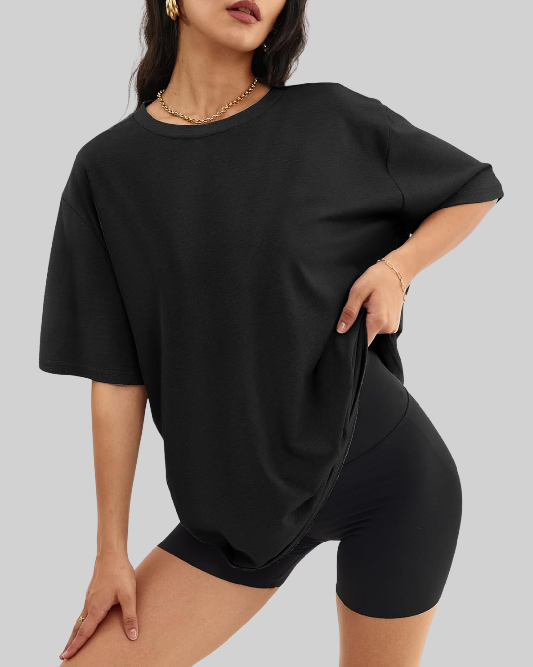 Trendy Round Neck Oversized Drop Shoulder T-Shirts