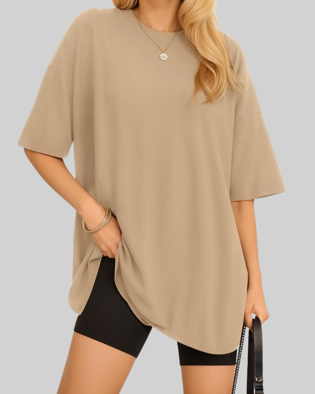 Trendy Round Neck Oversized Drop Shoulder T-Shirts