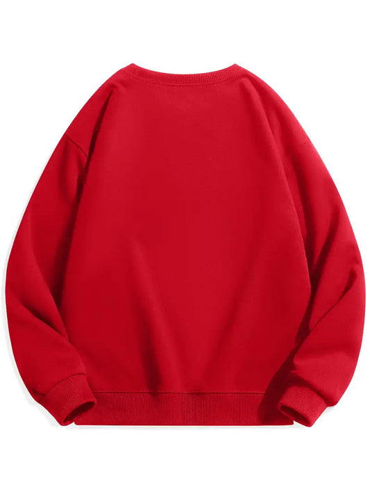Cozy Essential Plain Fleece Sweatshirt - RED