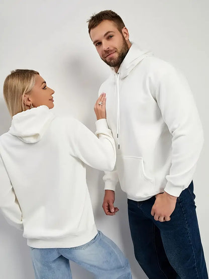 Bundle Of 2 - White Plain Couple Hoodies – Cozy Matching Winter Wear by Outfit Mafia