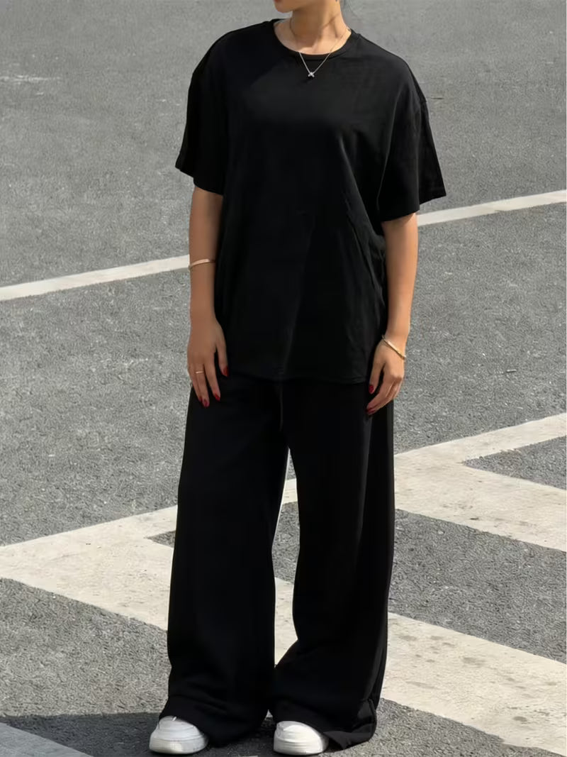 BLACK PLAIN The "All-Black" Essential Lounge Co-ord