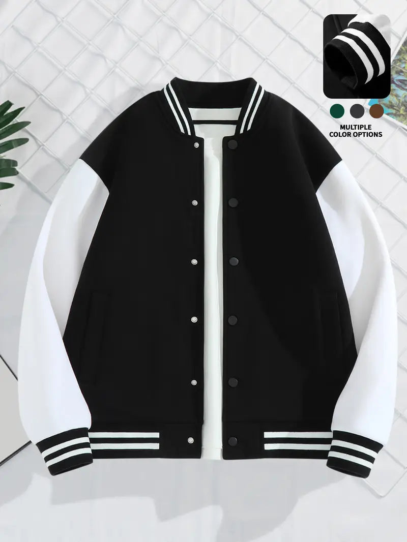Stylish Two-Tone Baseball Varsity Jacket