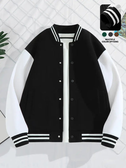 Stylish Two-Tone Baseball Varsity Jacket