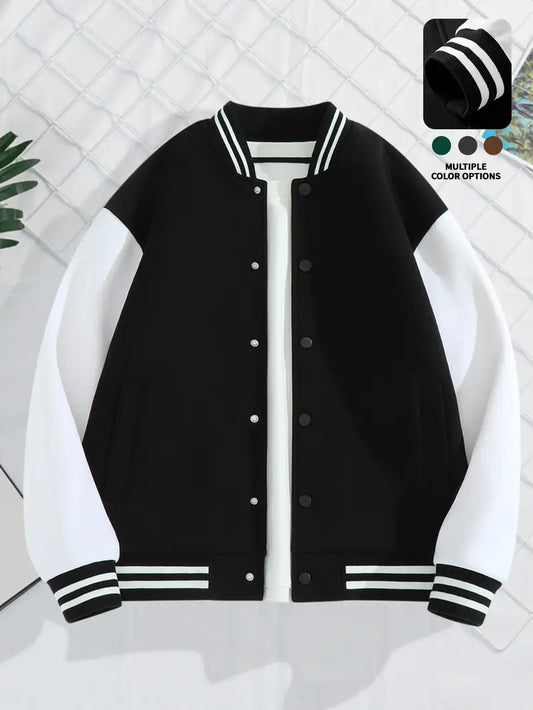 Stylish Two-Tone Baseball Varsity Jacket