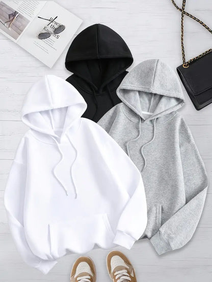Bundle of 3 - Winter Essentials Fleece Hoodies - WHITE/BLACK/GREY