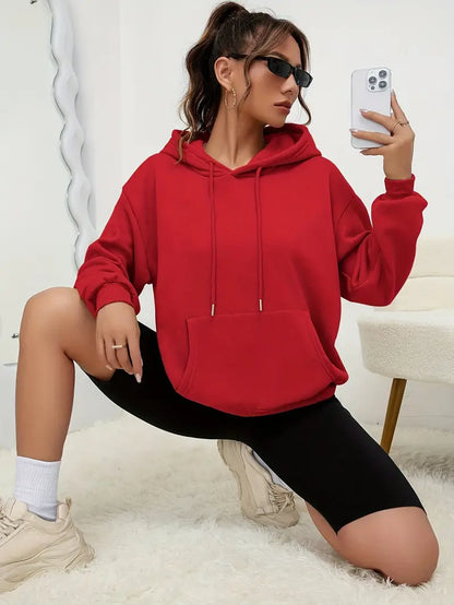 Women'S Cozy Fleece Hoodie Pullover with Drawstring, Long Sleeves, and Pockets,