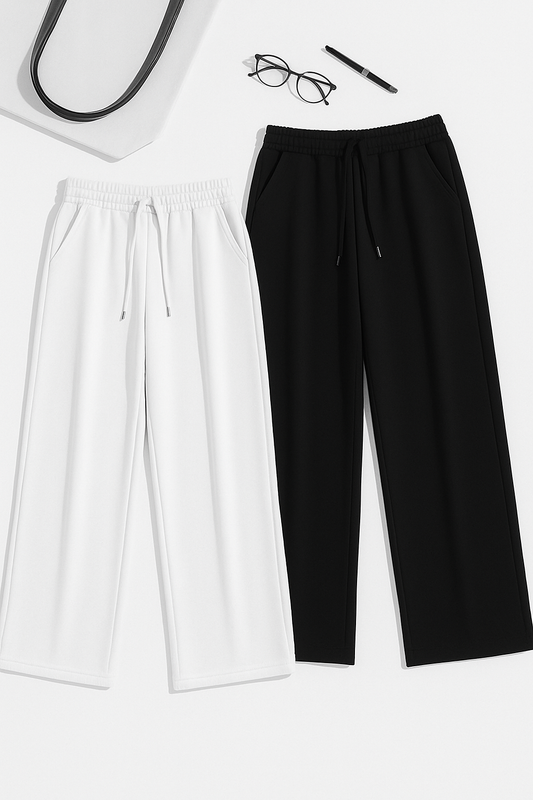 Bundle of 2 - Classic Wide Leg Trousers (Black & White)