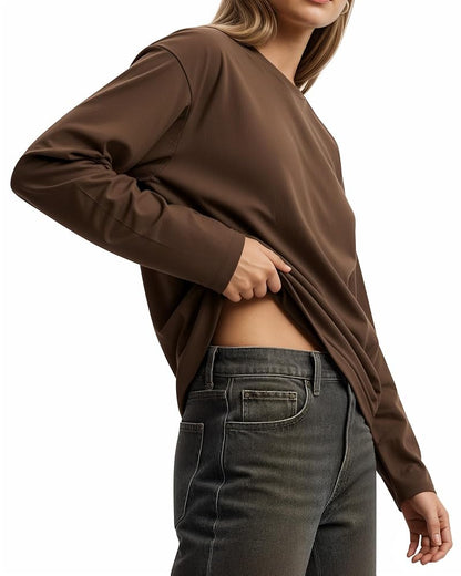 Pack of 3 Women’s Full Sleeves T-Shirts – Black, Brown & White