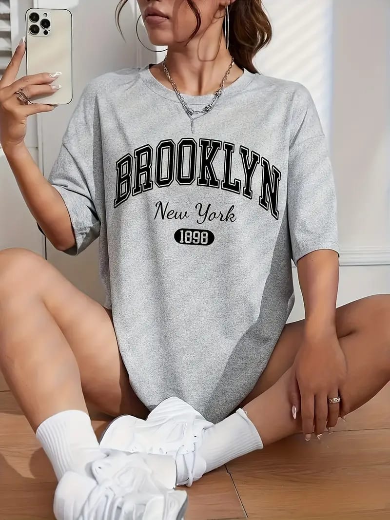Women's Drop Shoulder Graphic Tees – Pack of 3 (New York, Brooklyn, California)