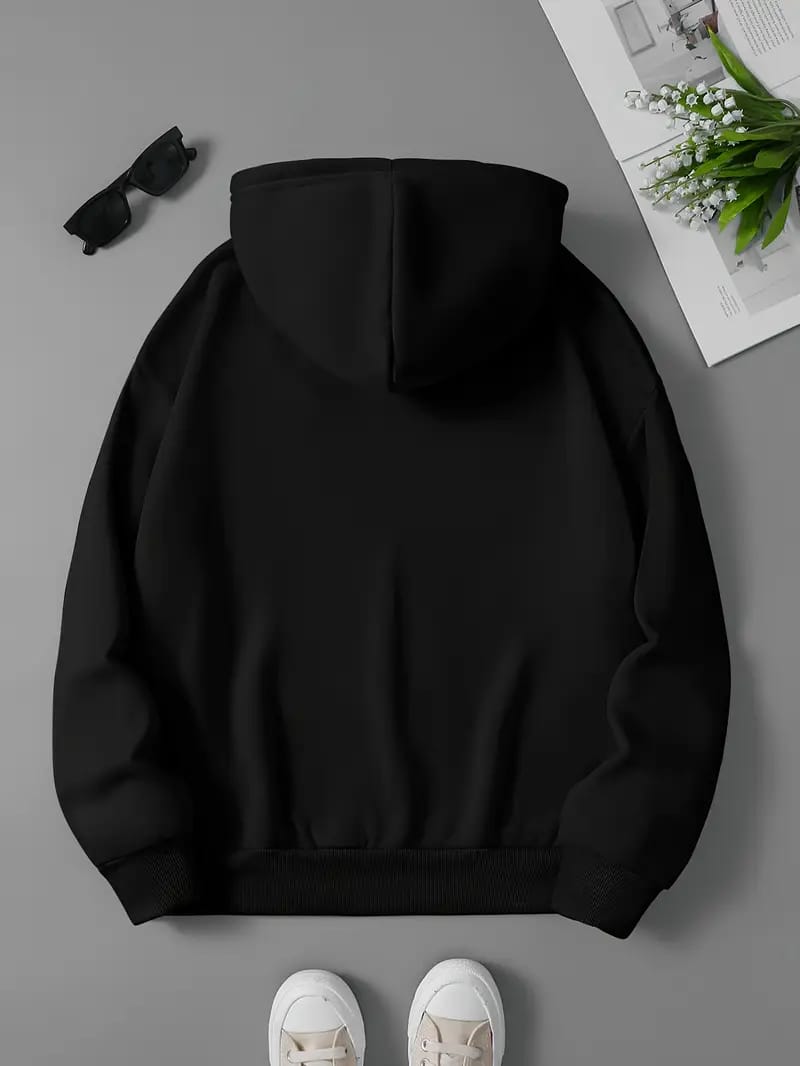 Cozy Winter Stuff Fleece Zip-Up Hoodie - Black
