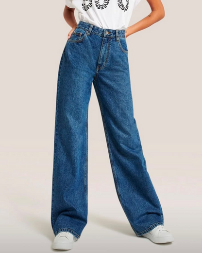 Blue Wide Leg Denim Jeans