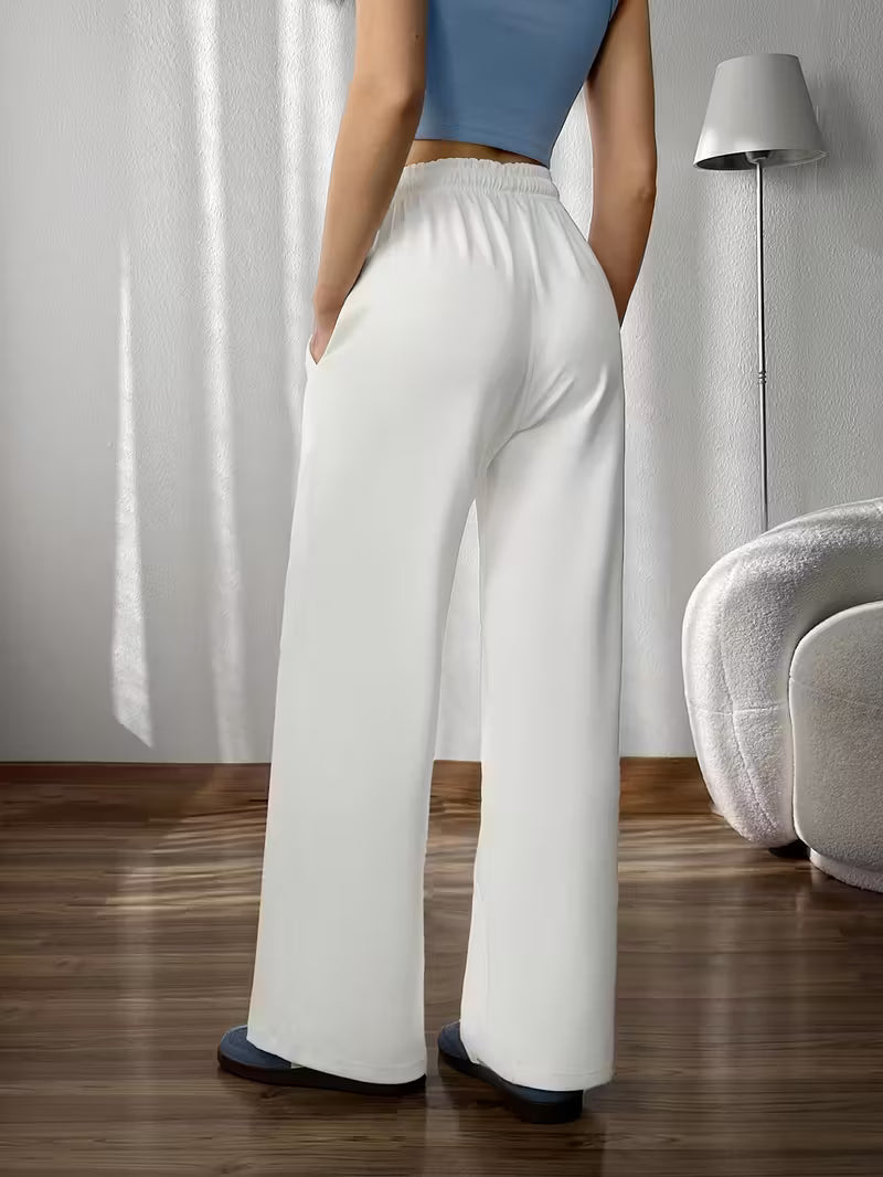 White  Plain Flapper Style Jogger Trouser