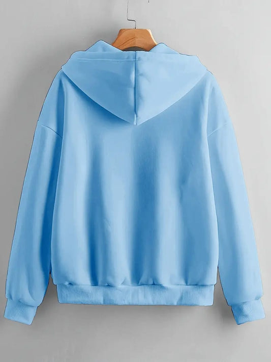 Cozy Winter Stuff Fleece Zip-Up Hoodie - Sky Blue