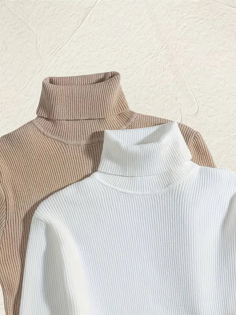 Classic Pack of 3 Unisex Ribbed Knit Turtle Neck Tops