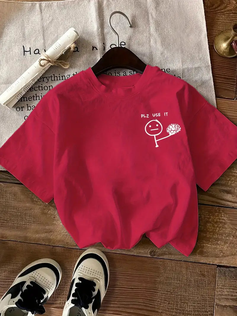 “You Dropped This” Brain Graphic Tee – Red/Grey/Black
