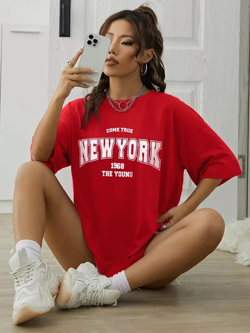 Women's Drop Shoulder Graphic Tees – Pack of 3 (New York, Brooklyn, California)