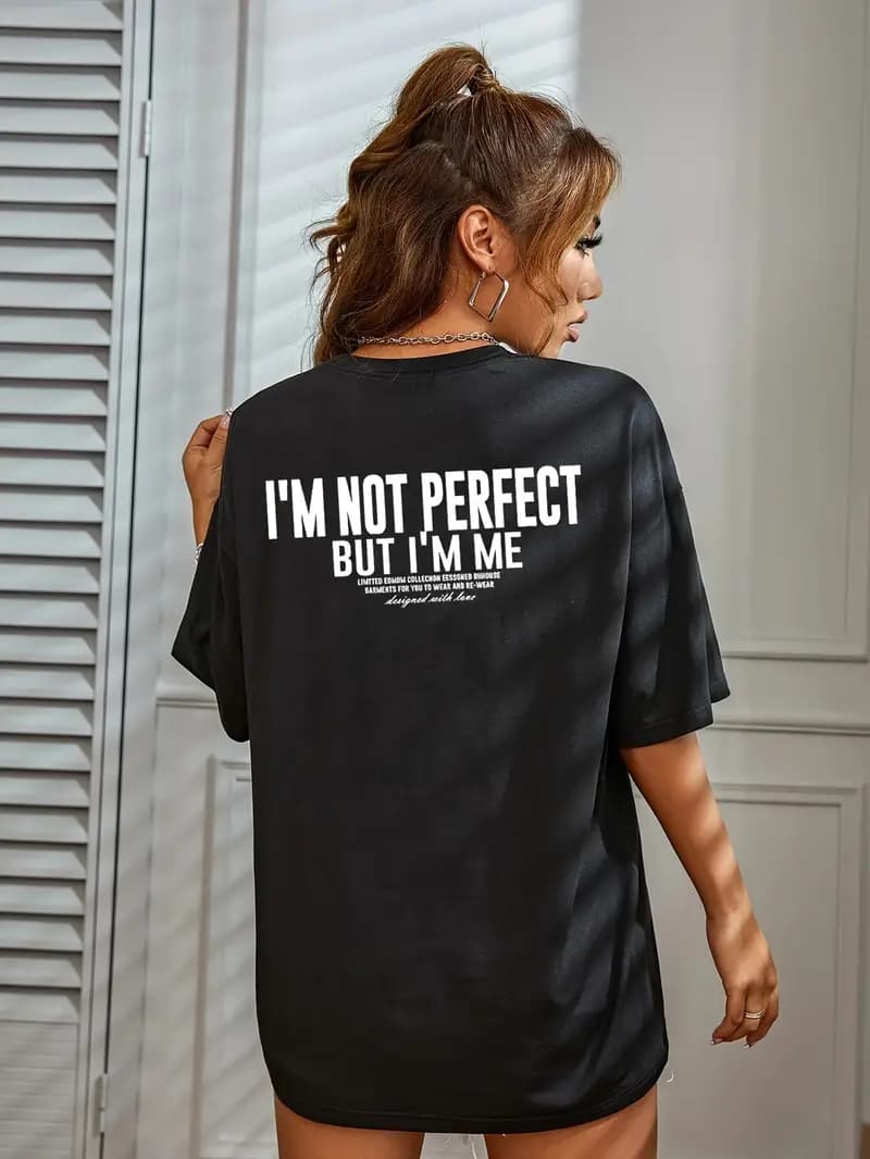 Pack Of 2- Empowerment Graphic Drop Shoulder Oversized Tees - Brown/Black