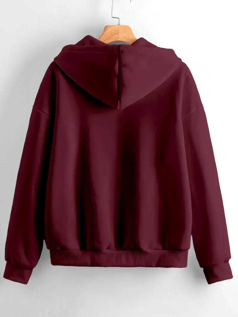 Cozy Winter Stuff Fleece Zip-Up Hoodie - Maroon