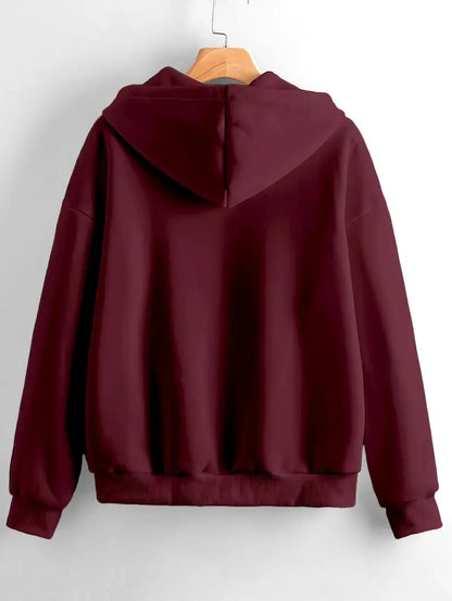 Cozy Winter Stuff Fleece Zip-Up Hoodie - Maroon