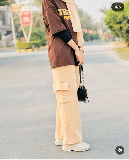 Wide Leg Cargo Trousers – Black, White, Red, Pink, Grey, Lime Green, Lilac, Beige.