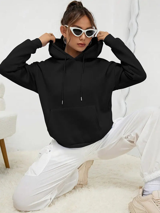 Women'S Cozy Fleece Hoodie Pullover with Drawstring, Long Sleeves, and Pockets,