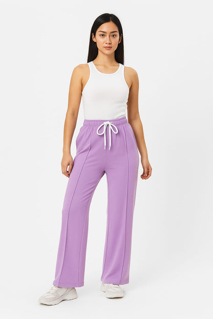 Lilac Piping Style Wide Leg Trouser